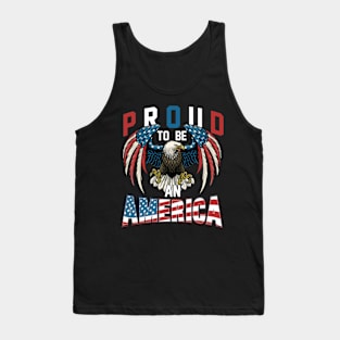 Proud To Be An American Graphic Eagle American Flag Ribbon Tank Top